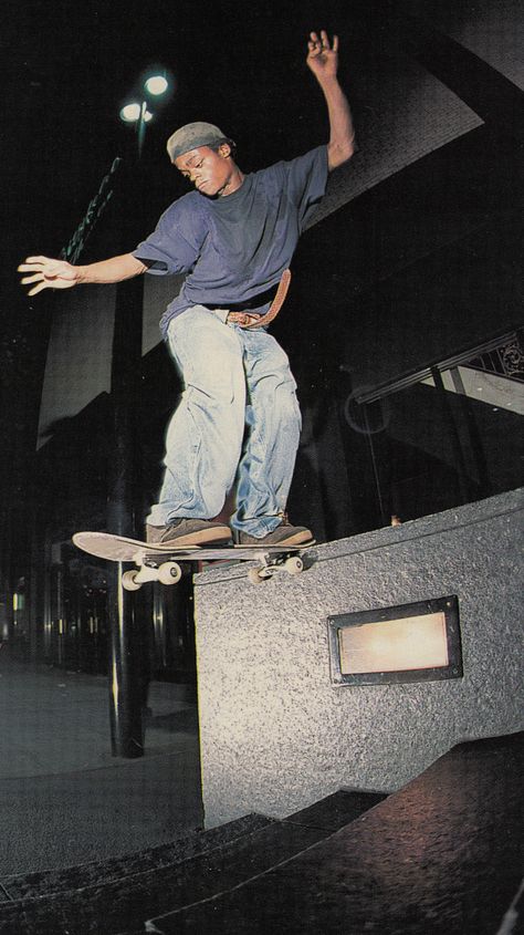 Harold Hunter by Ryan Gee. TWS February 1995. Quest Board, Skater Core, Skate Photography, Skateboard Pics, Skate 4, Skateboard Photos, Skate Aesthetic, Skateboard Pictures, Skate Punk