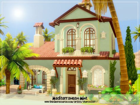 The Sims 4 Lots, Mediterranean Mansion, Sims 4 House Plans, Sims 4 House Building, Mediterranean Style Homes, Hairstyle Tutorials, Sims 4 House Design, Casas The Sims 4, Mediterranean Design