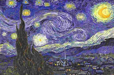 Arttango.com | Art education lessons and projects for K-5 students فنسنت فان جوخ, Vincent Willem Van Gogh, Gogh The Starry Night, Starry Night Painting, Vincent Van Gogh Paintings, Iconic Artwork, The Starry Night, Van Gogh Paintings, Party Essentials