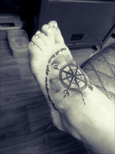 Old fashioned compass tattoo. "Not all those who wander are lost" foot tattoo. Black and gray tattoo. Black And Gray Tattoo, Gray Tattoo, Tattoo Fonts Cursive, Sleeve Ideas, Awesome Tattoos, Arrow Tattoos, Tattoo Black, Foot Tattoo, Tat Ideas