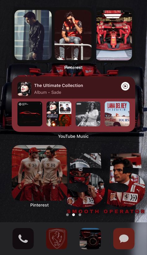 F1 Ios 16 Home Screen, Formula 1 Phone Layout, Ferrari App Icon, F1 Phone Wallpaper Aesthetic, F1 Phone Layout, F1 Room Aesthetic, F1 Homescreen Ideas, Formula 1 Homescreen, F1 Themed Room