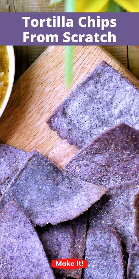 Blue Corn Flour Recipes, Fresh Tortilla Chips, Maseca Recipes, Corn Chips Recipe, Corn Flour Tortillas, Blue Tortilla Chips, Flour Tortilla Chips, Blue Corn Chips, Corn Tortilla Recipes