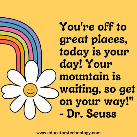 Need some inspiration for your kindergartener's big day? 🌟 Check out these motivational quotes to share, like this gem from Dr. Seuss: “You’re off to great places, today is your day! Your mountain is waiting, so get on your way!” 🏔️📚 #FirstDayOfSchool #Kindergarten #Inspiration #BackToSchool School Quotes For Kids, First Day Of Kindergarden, First Day Of School Quotes, Kindergarten Quotes, One Day Quotes, Preschool Quotes, Back To School Quotes, Motivational Quotes For Kids, Bird Coloring