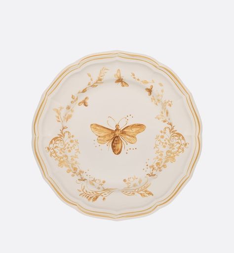 Dior Dishware, Dior Tableware, Dior Plates, Bee Plate, Cordelia De Castellane, Bee Plates, Dior Star, White Dinner Plates, Christian Dior Couture