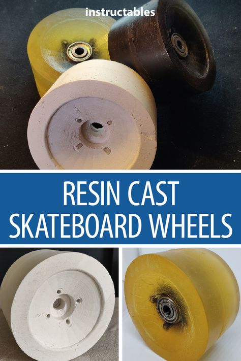 Cast your own resin skateboard wheels to custom fit your boards.  #outdoors #instructables #skateboarding #casting #molding #longboard Resin Skateboard, Diy Electric Skateboard, Diy Resin Casting, Resin Business, Garage Projects, Skateboard Wheels, Mold Release, Vacuum Forming, Electric Skateboard