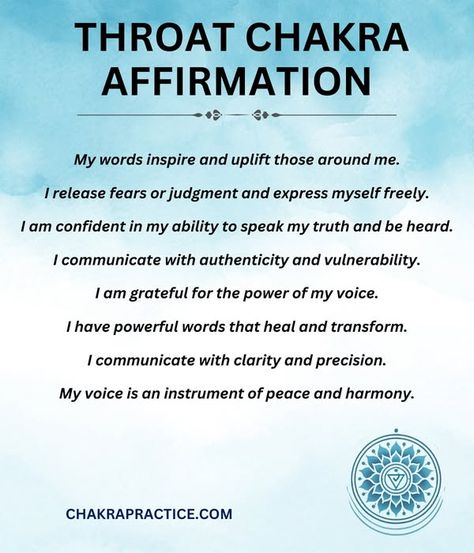 Speak Your Truth, Chakra Affirmations, Healing Spirituality, Peace And Harmony, Throat Chakra, I Am Grateful, Chakra Healing, Powerful Words, Chakra