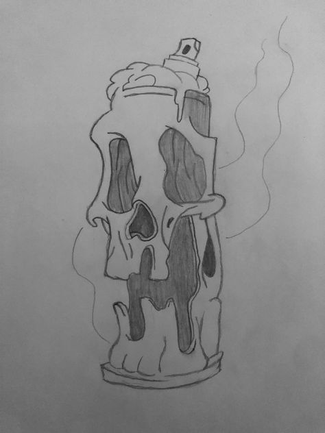 Spray can turns into dripping skull. #art #skull #skeleton #pencil #sketch #artist #spraycan Spray Can Drawing, Graffiti Art Drawings, Can Drawing, Scary Drawings, Skeleton Drawings, Bike Sketch, Drip Art, Skull Art Drawing, Graffiti Doodles