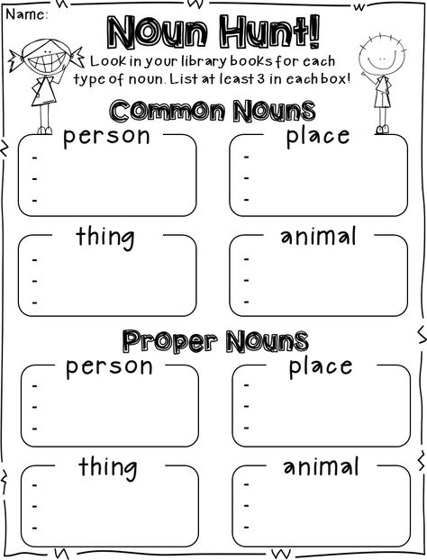 Noun Hunt Worksheet, Nouns Grade 2, Nouns Worksheet 2nd Grade, Proper Nouns Activity, Nouns First Grade, Nouns For Kids, Teaching Nouns, Proper Nouns Worksheet, Ingles Kids