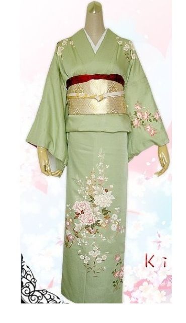 Green kimono Japanese Princess Kimono, Green Kimono Outfit, Princess Kimono, Samurai Clothing, Princess Clothing, Japanese Princess, Kimono Traditional, Green Kimono, Traditional Japanese Kimono