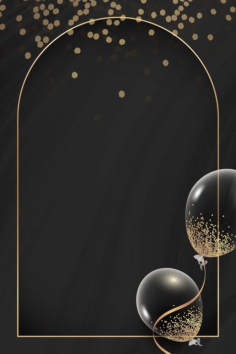 Golden rectangle balloons frame design vector | free image by rawpixel.com / Kul Golden Rectangle, Gold And Black Background, Birthday Background Design, Graduation Frame, Black And Gold Balloons, Balloon Frame, Balloon Illustration, Balloon Background, Frame Border Design