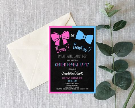 Black Gender Reveal, Pink And Blue Gender Reveal, Blue Gender Reveal, Gender Reveal Party Invitations, Gender Reveal Invitations, Custom Templates, Reveal Ideas, Matching Games, Reveal Parties