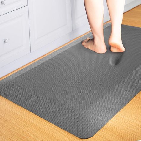 Anti Fatigue Mat Floor Kitchen Mat, FEATOL Standing Desk Mat Foam Cushioned Anti Fatigue Mats Comfort Standing Pad 9/10 Inch Thick (20" x 32", Gray) Standing Office Desk, Standing Office, Hot Tub Surround, Vintage Patio, Anti Fatigue Kitchen Mats, Standing Desk Office, Kitchen Rugs And Mats, Kitchen Stand, Anti Fatigue Mat