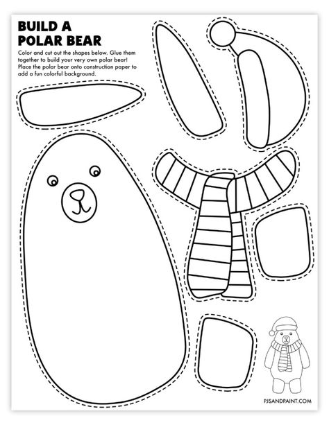 Polar Bear Template Free Printable, Polar Bear Craft Preschool, Polar Bear Template, Bear Crafts Preschool, Elf Reindeer, Polar Bear Craft, Truck Crafts, Elf Crafts, Snowman Coloring Pages