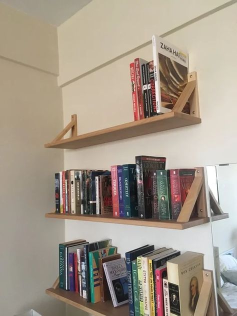 IKEA EKBY Shelf Hack: 8 Steps (with Pictures) Book Shelves For Wall, Ikea Wall Shelves Bedroom, Diy Book Shelf On Wall, Bookshelves On Wall, Books Organization Ideas, Ekby Shelf, Book Wall Shelves, Wall Book Shelf Ideas, Wall Shelf Ideas Bedroom