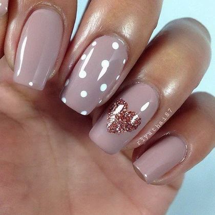 Rate This valentines nails ideas From ⭐1~10. SAVE & FOLLOW i will update everyweek. Valentine Day Nails, Dots Nail Art, Grey Gel Nails, Nails Disney, Polka Dot Nail Art, Valentine Nail Art, Dot Nail Art, Valentine Nails, Nude Nail Designs