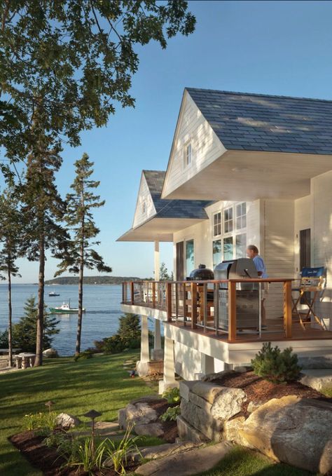 Lake house, wrap around porch Lake House Design, Dream Life House, Haus Am See, Dream Beach Houses, House Design Ideas, Contemporary Exterior, Inspire Me Home Decor, Wrap Around Porch, Dream House Interior