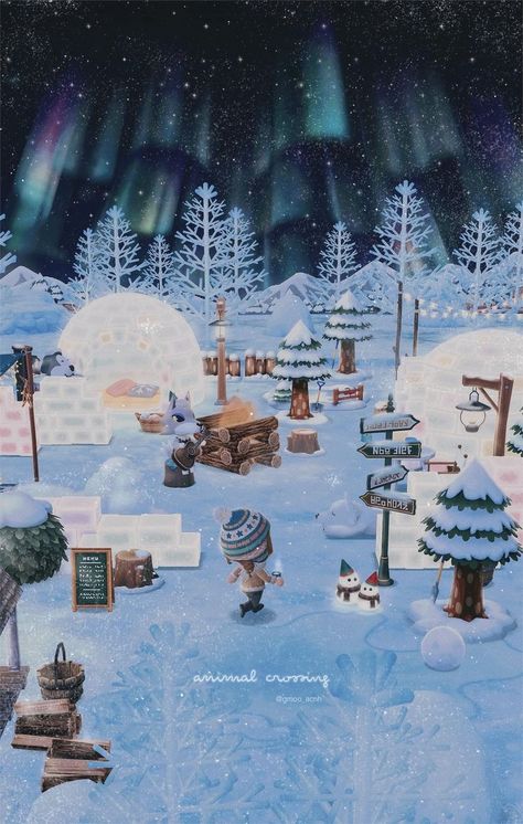 Pocket Camp Winter Campsite, Acpc Campsite Ideas Winter, Acpc Campsite Ideas, Animal Crossing Pocket Camp Ideas, Animal Crossing Winter, Animal Crossing Pc, Animals Crossing, Pocket Camp, Animal Crossing Pocket Camp