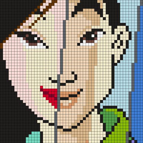 Mulan Perler Bead Pattern / Bead Sprite Mulan Perler Beads, Perler Art, Crochet Disney, Pixel Art Templates, Pattern Maker, Crochet Knit Stitches, Kandi Patterns, Graph Paper Art, Bead Sprite