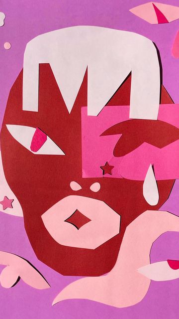 Polina Belenchuk | Artist & illustrator on Instagram: "‘Pink pain’ collage portrait, 210x297mm" Construction Paper Collage, Collage Portrait, Illustrators On Instagram, Construction Paper, Paper Collage, Art Lessons, Illustrator, Graphic Design, Collage