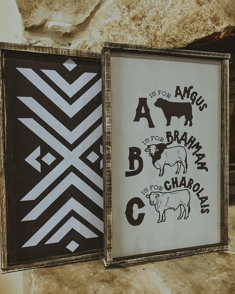 ABC Cattle 🐮 #thisishowiwestern | Instagram Cowboy Nursery Signs, Subtle Cowboy Nursery, Little Boys Nursery Ideas, Simple Western Nursery, Western Little Boys Room, Cattle Nursery, Baby Boy Nursery Western, Western Playroom, Western Toddler Room