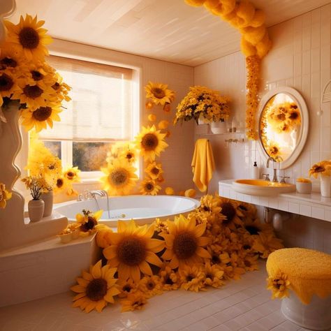 Natal Aesthetic, Sunflower Bedroom, Tattoo Cake, Sunflower Bathroom, Sunflower House, Colorful Sunflower, Instagram Tattoo, Sunflower Art, Sunflower Tattoo