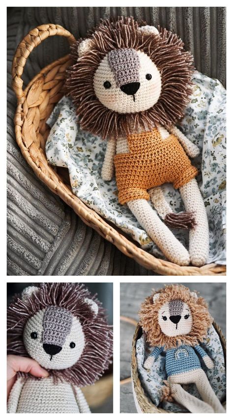 Lion Amigurumi, Lion Crochet, Handmade Kids Toys, Crochet Lion, Crochet Geek, Cute Lion, Crochet Diy, Crochet Toy, Amigurumi Free