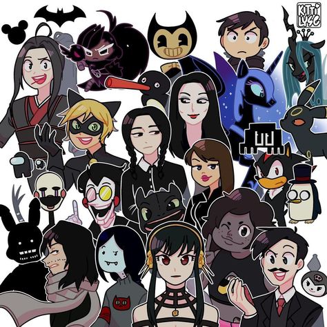 Crossover Fanart, Color Characters, Brown Characters, Colored Characters, Color Cartoon, Fandom Crossover, Witch Spell, Black Characters, Cute Doodles Drawings