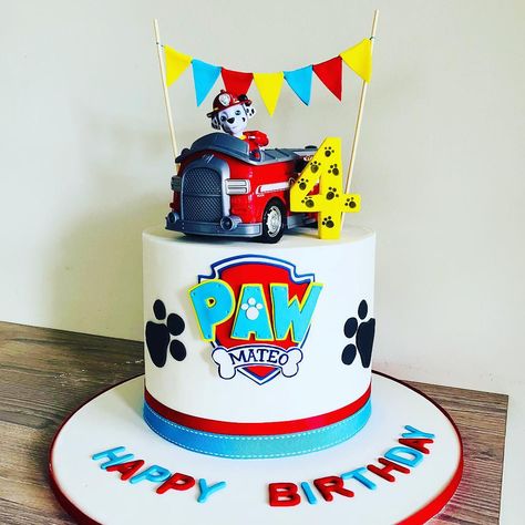 Marshall Paw Patrol Birthday Cake, Paw Patrol Marshall Cake, Marshall Birthday Cake, Marshall Paw Patrol Cake, Marshall Cake Paw Patrol, Paw Patrol Cake Boy, Marshall Paw Patrol Birthday, Fire Engine Birthday Party, Fire Engine Birthday