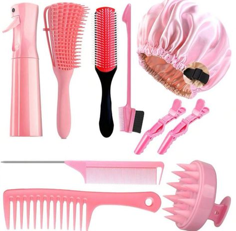 Sleep Bonnet, Quick Curly Hairstyles, Hair Tool Set, Curly Hair Brush, Brush And Comb, Hair Care Kits, Hair Brush Set, Shampoo Brush, Hair Supplies