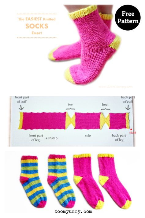 The Easiest Knitted Socks Ever Free Knitting Pattern Flat Sock Knitting Pattern, Socks Knitted Flat, Flat Knit Socks Free Pattern, Easy Knit Socks For Beginners, Knit Socks Free Pattern, Knit Socks Pattern Free, Knit Socks Pattern, Knitting Patterns For Socks, Sandals Socks