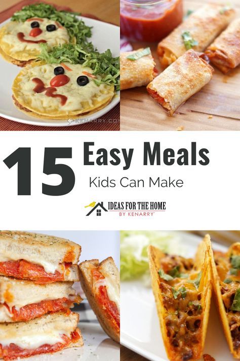 These easy dinner recipes are great for kids to make themselves! Summertime is the perfect time for kids to learn how to cook, and these recipes kids can make are the best way to teach them. See them all on Ideas For The Home By Kenarry. #IdeasForTheHome #Kenarry Easy Recipes For Kids To Make, Meals Kids Can Make, Recipes Kids Can Make, Easy Supper Recipes, Nanny Life, Simple Family Meals, Kid Recipes, Time For Kids, Homemade Hot Cocoa