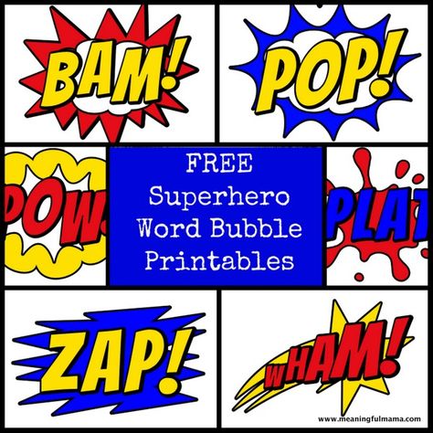 Superhero Word Bubble Printables Superhero Vbs, Word Bubbles, 4de Verjaardag, Superhero Teacher, Superhero Classroom Theme, Superhero Classroom, Word Bubble, Super Hero Theme, Class Theme