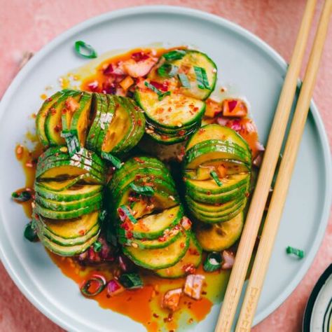 Pickled Cucumber - Spiced with Chili Oil - Playful Cooking Cucumber Calories, Carrots Photography, Pickle Photography, Chili Oil Recipe, Pickled Cucumber, Fermented Pickles, Pickled Radishes, Pickled Garlic, Pickling Cucumbers