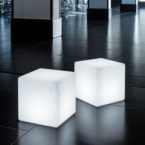 Cube Seat, Wayfinding Signage Design, Led Decorative Lights, Cube Light, Garage Lighting, Blue Candles, Luminous Colours, Small Tables, Kitchen Lighting