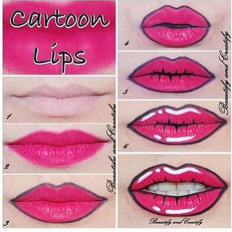 Cartoon Pop Art, Fantasy Make-up, Art Lips, Pop Art Lips, Halloweenský Makeup, Cartoon Pop, Drag Make-up, Lip Makeup Tutorial, Special Effects Makeup