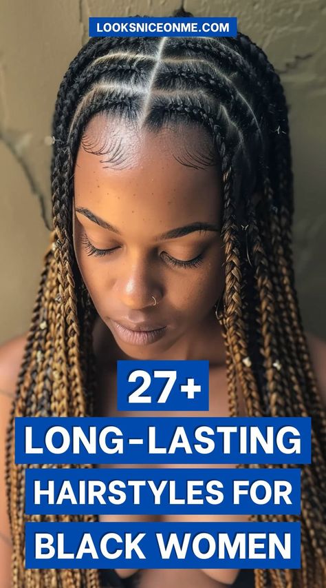 27+ Long-Lasting Hairstyles for Black Women: Ideas for Stunning, Durable Looks Long Lasting Hairstyles For Black Women, Black Women Long Hairstyles, Hair Styles For Black Kids, Braids For Older Black Women, Durable Hairstyles, Lasting Hairstyles, Hairstyle Black Hair, Men Hairstyle Ideas, Black Hair Types