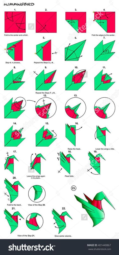 Animal Diagram, Origami Hummingbird, Bird Paper Craft, Paper Crafts Ideas, Origami Animal, Origami Diagrams, Origami Decoration, Origami For Beginners, Cute Origami