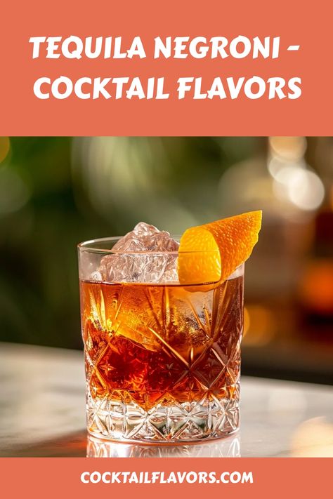 Tequila Negroni - cocktail flavors Tequila Negroni, Campari Cocktails, Negroni Recipe, Negroni Cocktail, Sweet Vermouth, Classic Cocktail Recipes, Easy Cocktail, Tequila Drinks, Reposado Tequila