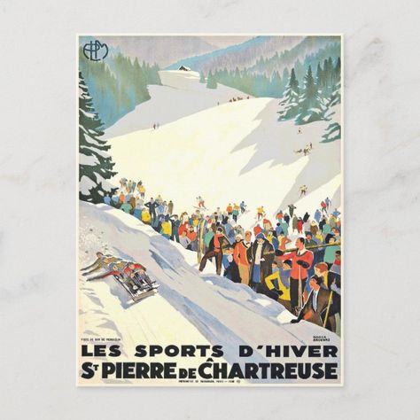 Vintage Ski Resort Postcard from Switzerland - Switzerland gift idea Ski Christmas, Switzerland Art, Sport Posters, Poster Sport, Ski Vintage, Vintage Ski Posters, Vintage Postcards Travel, Retro Kunst, Retro Ski