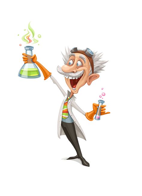 Vet Science, Scientist Cartoon, Crazy Scientist, Science Cartoons, Chemistry Art, Geek Style, Postal Vintage, 2d Character, Affinity Designer