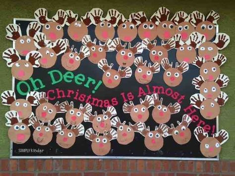 Oh Deer, Christmas is almost here bulletin board! {and LOTS of other great Christmas ideas for lower elementary classrooms at this blog post!} Activities For December, December Bulletin Boards, Reindeer Art, Holiday Bulletin Boards, Christmas Bulletin Boards, Christmas Classroom Door, Winter Bulletin Boards, Christmas Bulletin Board, Preschool Bulletin