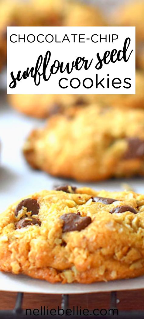 Sunflower Seed Recipes, Coconut Oil Chocolate Chip Cookies, Sunflower Cookies, Seed Cookies, Healthy Cookies, Sunflower Seed, Favorite Cookies, Yummy Cookies, Sunflower Seeds