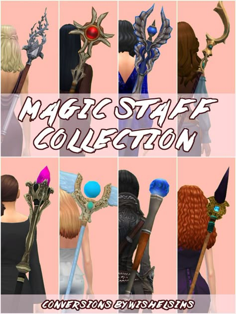 Magic Staff Collection - TS4 Staff Magic, Magic Staff, Sims 4 Anime, Sims 4 Mm Cc, Tumblr Sims 4, Sims 4 Cc Folder, Custom Cat Portrait, Sims 4 Dresses, Sims 4 Mm