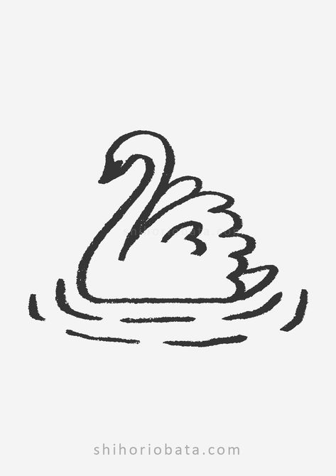 Easy Swan Drawing: Step-by-Step Tutorial Swan Drawing Easy, Shihori Obata, Swan Drawing, Beginner Artist, Easy Bird, Rabbit Drawing, Drawing Step, Artist Blog, Little Doodles