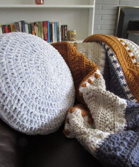 Crochet Pillow Archives - This Pixie Creates Circular Pillow, Textured Blanket, Quick Crochet Gifts, One Skein Crochet, Large Crochet Hooks, Half Double Crochet Stitch, Velvet Yarn, Crochet Pillow Pattern, Crochet Pillows