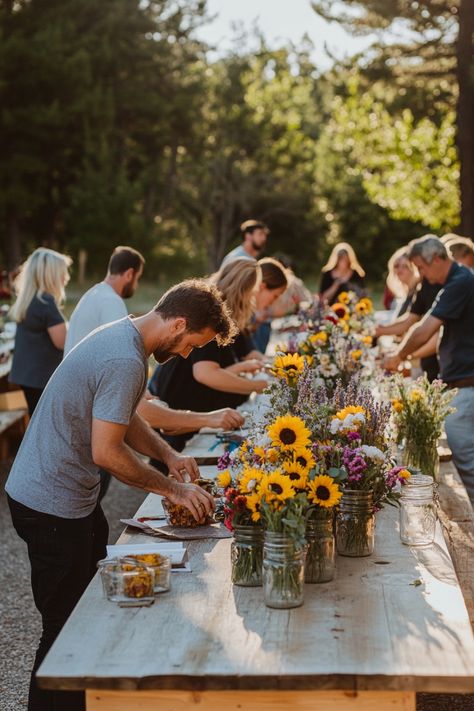 Simple ideas and tricks to keep your backyard wedding on budget, but still giving your guests a fantastic time. Backyard Bbq Engagement Party, Bbq Reception Ideas, Informal Wedding Reception, Backyard Bbq Wedding Reception, Casual Backyard Wedding, Picnic Reception, Bohemian Backyard Wedding, Rock Flower Beds, Backyard Bbq Wedding