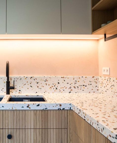 Terrazzo Kitchen Countertops, Terrazzo Countertop, Terrazzo Kitchen, Kitchen Tiles, Kitchen Countertops, Kitchen Interior, Countertops, Google Search, Van