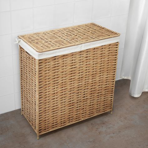 Use this laundry basket to sort white and coloured clothes in separate compartments. Handmade from willow that spreads a calm and warm feeling in every room of a home, even damp areas like bathrooms. NATTGIBBA Laundry basket Basket Willow, College Room, Den Bosch, House Room, Humble Abode, Boho Home, House Inspo, Dream Room, New Room