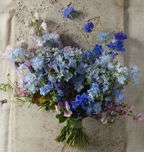 Cornflower Blue Bouquet, Dark Blue Delphinium Bouquet, Blue Wild Flower Bouquet, Periwinkle Themed Wedding, Delphinium Bouquet Wedding, Tweedia Bouquet, Wimbledon Flowers, Larkspur Bouquet, Cornflower Bouquet