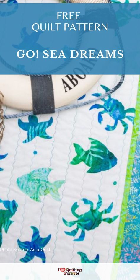 Ocean Baby Quilt, Beach Themed Quilts, Sea Turtle Quilts, Baby Quilts Easy, Coastal Quilts, Ocean Quilt, Quilting Guides, Free Quilt Tutorials, Turtle Quilt